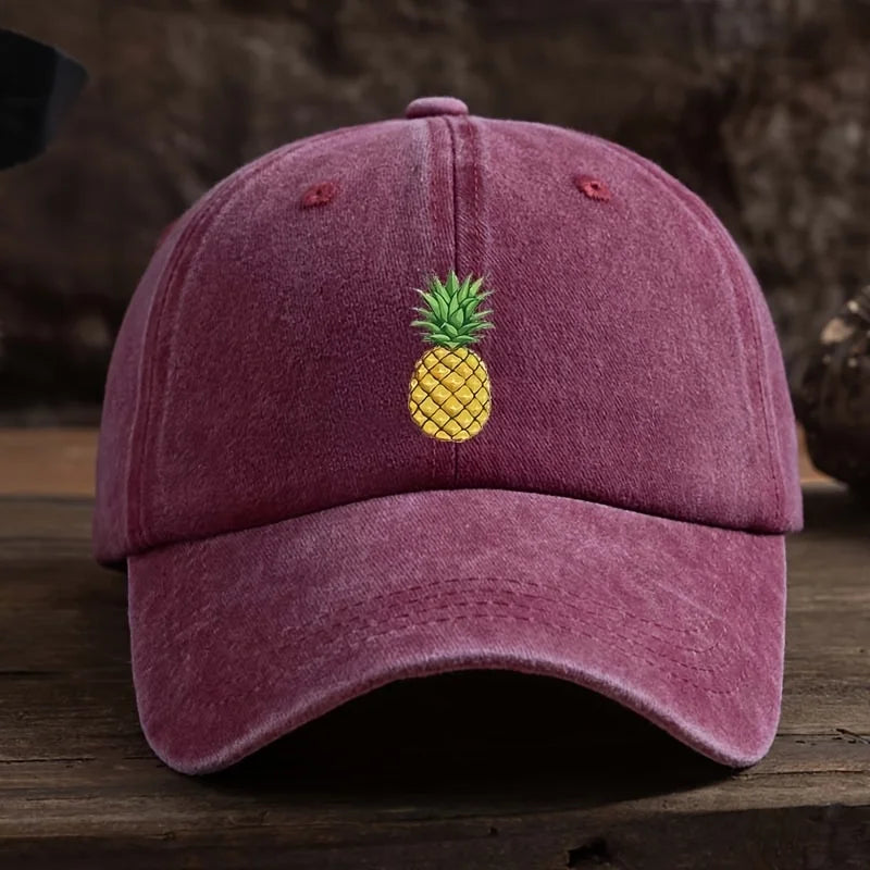 Pineapple printed baseball cap, outdoor casual hat, sports and daily outfit, fashionable headwear, street style