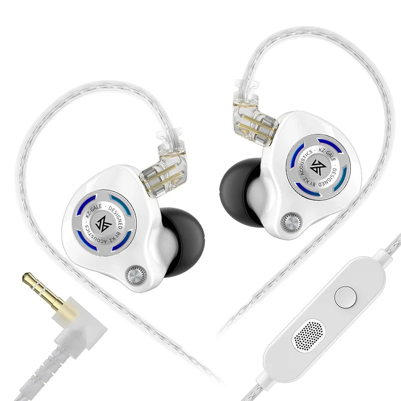 Auriculares IEM Gaming KZ Gale – Monitores In-Ear HiFi com driver superlinear e cabo de 2 pinos destacável banhado a prata