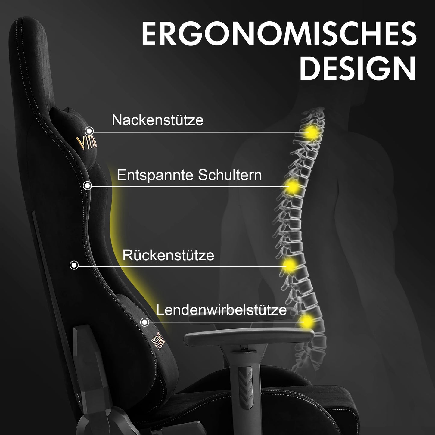 Kitinjoy Natural Suede Gaming Chair High Back Ergonomic Computer Chair With Footrest Reclining Adult Comfortable Office Chair
