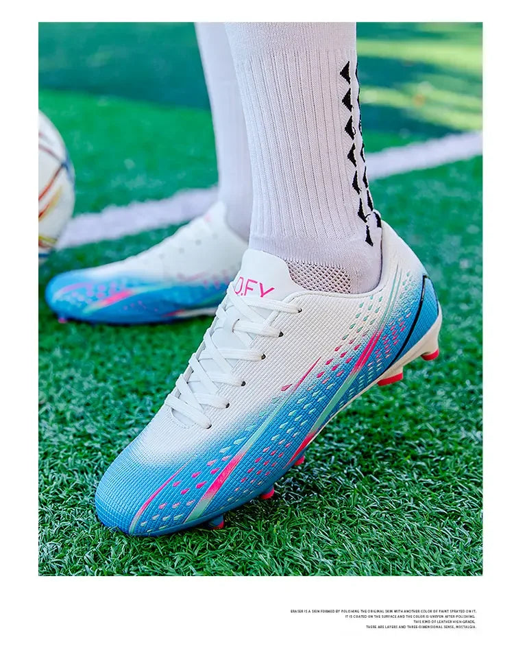 High Top Waterproof Football Boots Men Anti Slip Durable Spikes Design Breathable Lining Outdoor Grass Court Professional Soccer