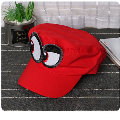 Cappellino da cosplay per il gioco anime Super Luigi Brothers, Cosplay Odyssey, unisex per adulti, divertente, con grandi occhi, cappellino da baseball