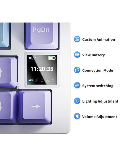 Ajazz AK820/AK820Pro Gaming Mechanical Keyboard Bluetooth 5.1/Wireless/C-Wired Customized Keyboard with Knob Hot Swapping Gasket