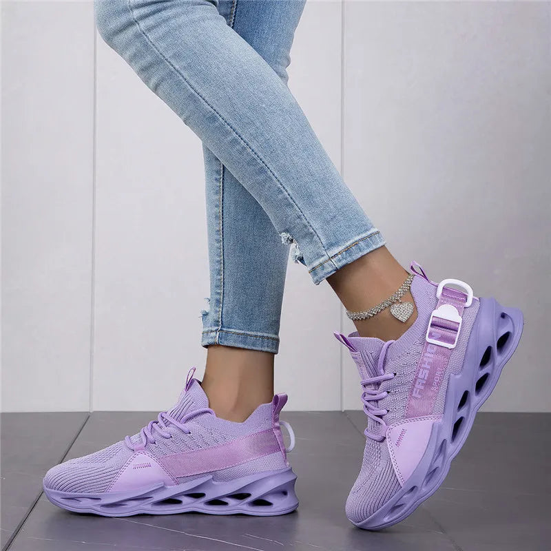 Hot Sale Fashion Purple Casual Sneakers Women Men Blade Running Shoes Big Size 48 Light Breathable Sports Shoes Men Mesh Sneakers