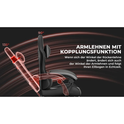 Gaming Chair Ergonomic Gaming Chair with Waist Cushion and Headrest, Office Chair Height Adjustable, Chair for Adult Girls Boy