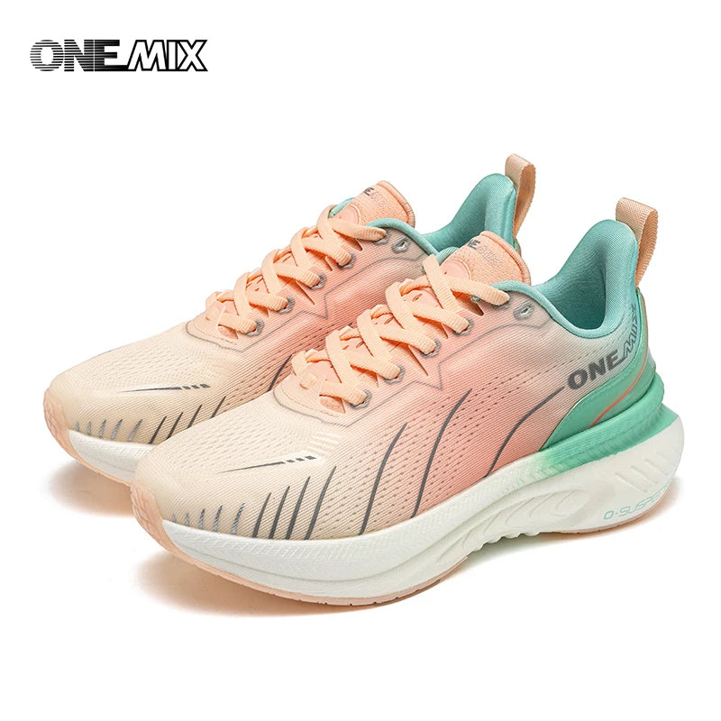 ONEMIX Women's Black Breathable Running Sneakers 2024 Designer Edition, Free Shipping, Pink Fashion Damping Sports Shoes