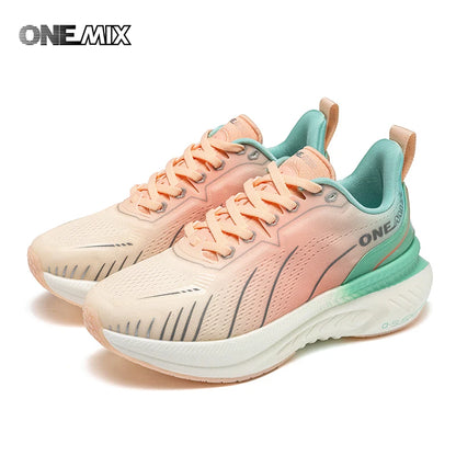 ONEMIX Women's Black Breathable Running Sneakers 2024 Designer Edition, Free Shipping, Pink Fashion Damping Sports Shoes