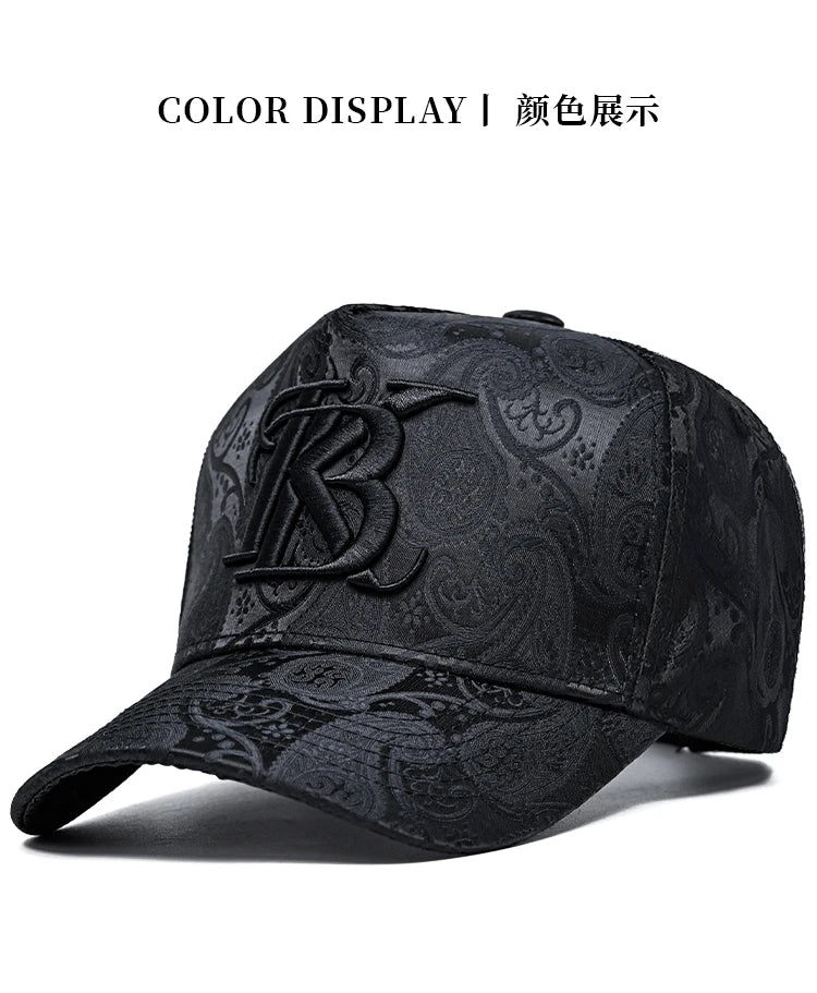 2024 Fashion Embroidery High top Baseball Cap Men's cashew print outdoor casual Cap face Trim four seasons