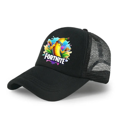 Boné de Basebol Fortnite com Estampa Cartoon do Jogo para Crianças, Boné de Verão em Malha Respirável, Boné Ajustável com Pala, Presente de Aniversário para Crianças