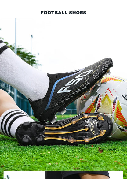 Neue Herren-Fußballschuhe, Futsal- und Outdoor-Sneaker, rutschfeste hochwertige Fußballschuhe mit Stollen für Rasenplätze, Bestseller, High-Top, leicht