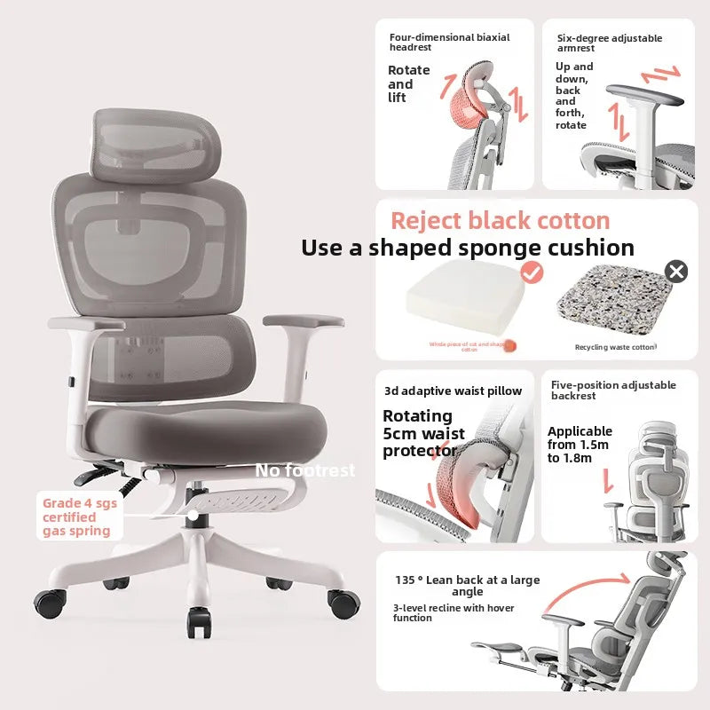 Ergonomic Office Chair Comfortable  Long Sitting Home Gaming Computer Recliner Nap Chair Adjustable Height Lumbar Support Swivel