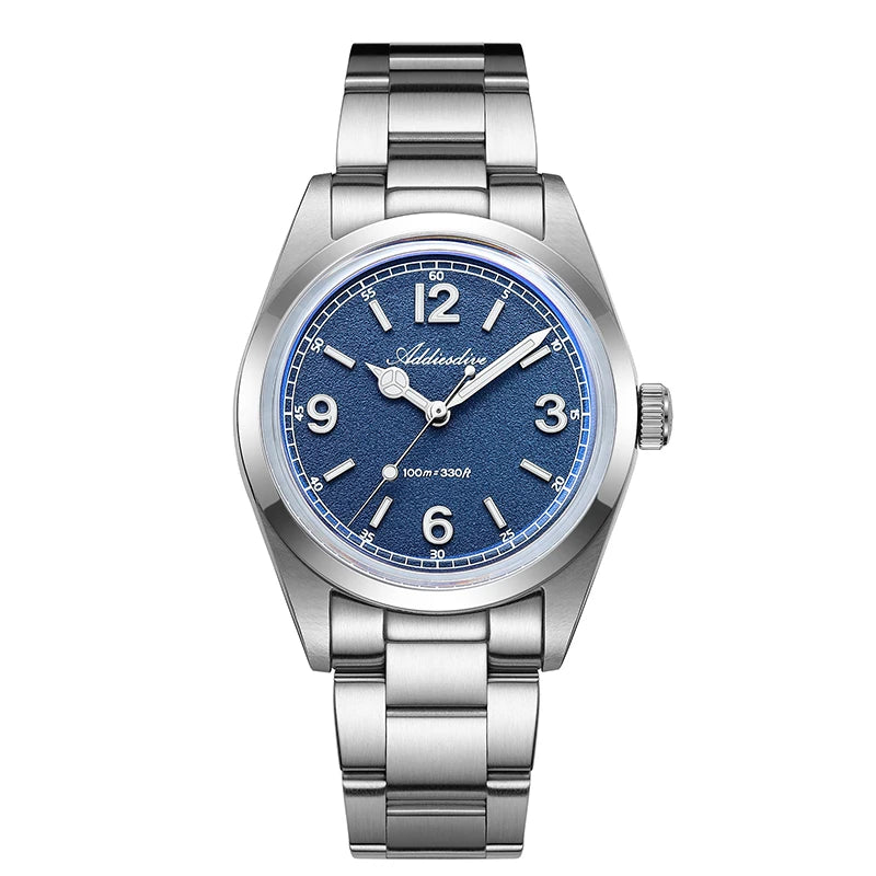 ADDIESDIVE 36mm Bestseller-Herrenuhr AD2518 mit gewölbtem Spiegelglas, 316L-Edelstahl, Herrenuhr, 100m wasserdichte Quarzuhr