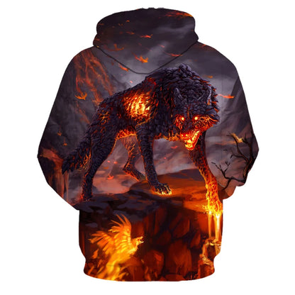 Felpe con cappuccio oversize 3D Animal Wolf da uomo e donna, moda casual, pullover hip hop Harajuku streetwear