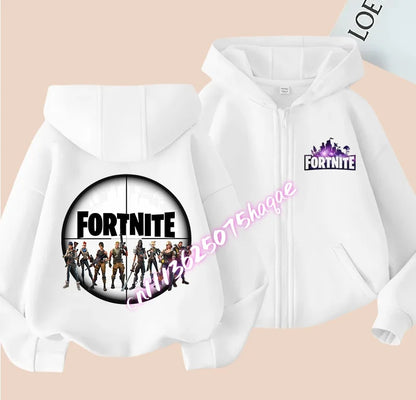 Nová detská mikina Fortnite so zipsom, kreslený anime štýl, ležérna a priedušná mikina s kapucňou pre chlapcov, kabát/bunda, jar 2026, detské oblečenie