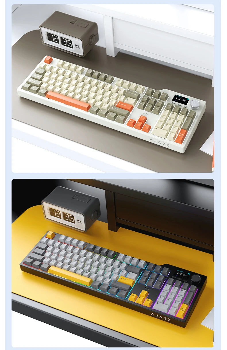 Ajazz AK35I V3/V4 MAX Tri-mode Wired Bluetooth Wireless Gaming Keyboard Gasket Full Key Hot Swap 104 Keys Customized Keyboard