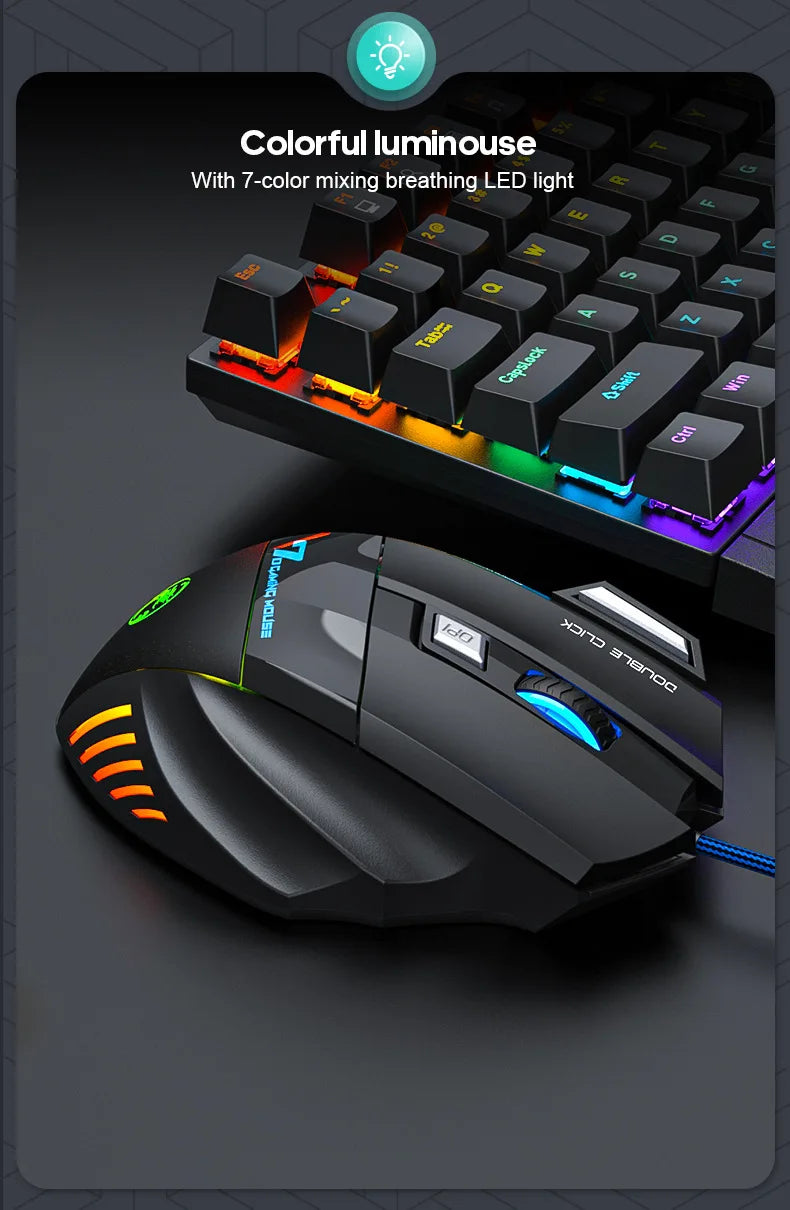4 Keys USB Wired Gaming Mouse Generation Ergonomic Gaming Mouse 2400DPI Mouse RGB backlit High-Precision Optical Sensor Mouse