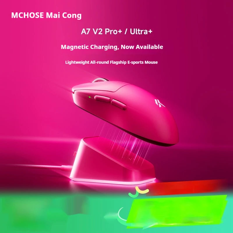 MCHOSE A7 V2 Ultra+ Wireless Mouse Tri-Mode Lightweight Paw3950 Ti 42000dpi 500mah Pc Esports Laptop Gaming Mice Accessories