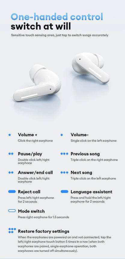 Choice Lenovo LE209 Gaming Headset Wireless Bluetooth 6.0 Sports Headset 35H Battery Life Waterproof ANC Noise Reduction Earbuds