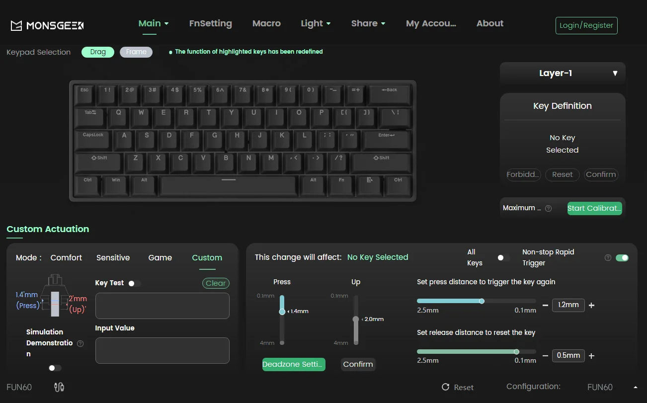 MONSGEEK FUN60 PRO&MAX HE Machanical Keyboard Magnetic Switch 60% Wireless Gaming Keyboard Rapid Trigger 8K ARGB Custom Keyboard