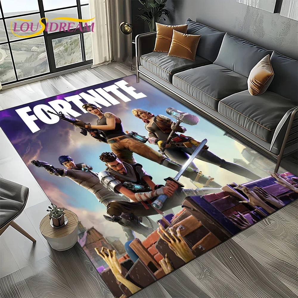 2025 New Style Fortnite-e Cartoon Rug Carpet for Living Room Bedroom Decor, Floor Mat Non-slip Decoration for Sofa Doormat Kids