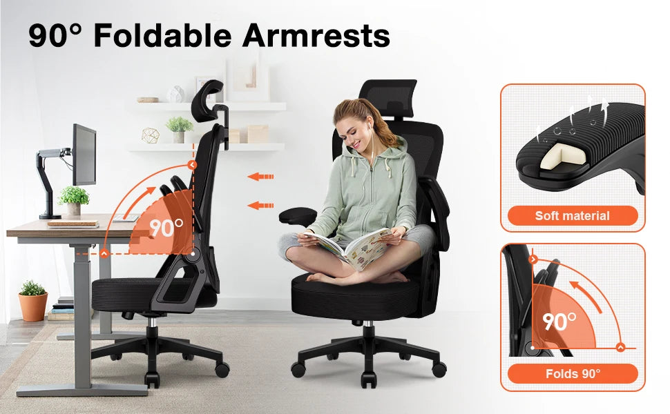 Office Chair Ergonomic Reclining 90°-135°,Desk chair with Lumbar Support,Computer chair Adjustable Headrest,living room chairs