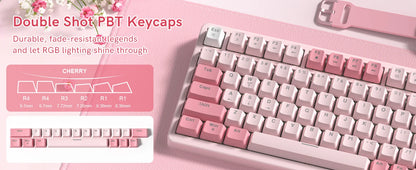 Womier VK75 Wired Mechanical Keyboard Retro Pink Custom Hot-swappable Keyboard for PC Computer Laptop