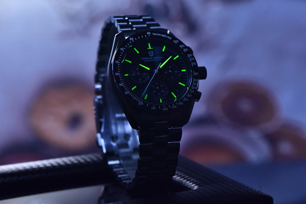 PAGANI DESIGN Moon Men's Watches Gold Luxury Quartz Watch Men Speed Sports Chronograph AR Sapphire Waterproof Luminous Man Gift
