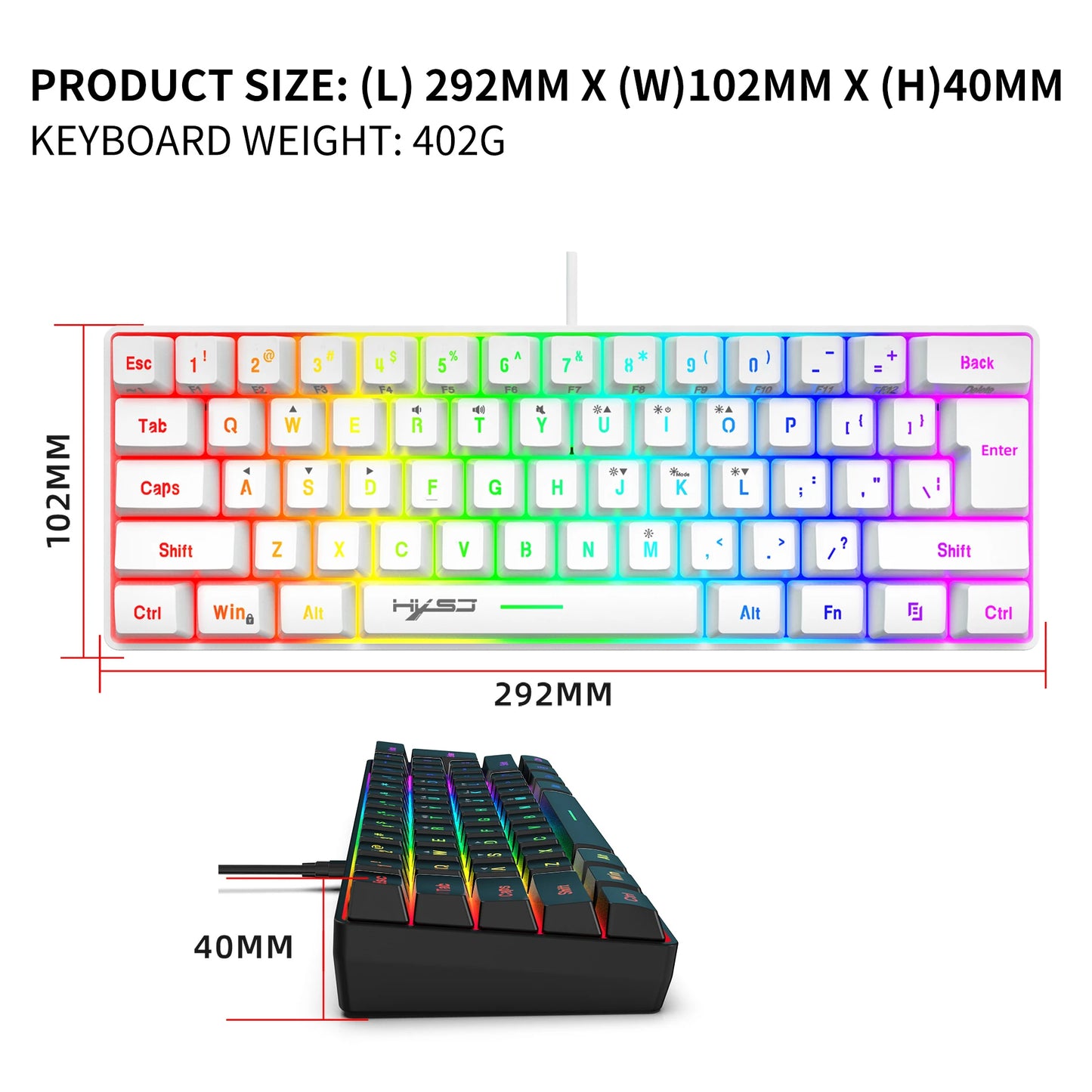 New Mini Gaming keyboard Wired Thin Film Keyboard 61-key Touch RGB Glow Multiple Quick Key Combination Suitable For Gaming Offic