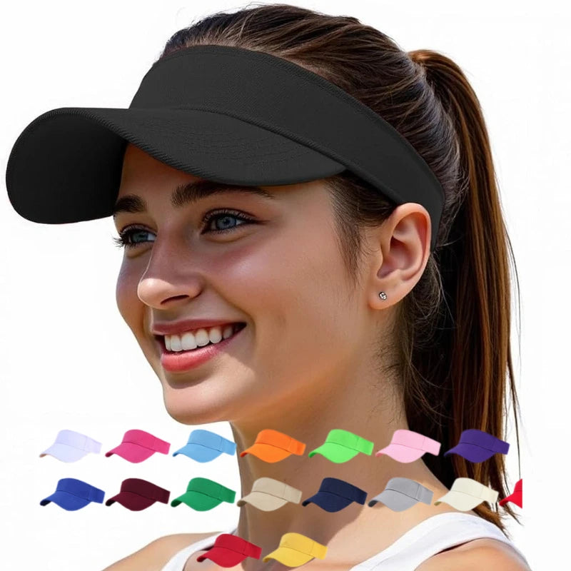 1pc Structured Brim Quick-Dry Sun Visor Hat for Women,Lightweight Sun Protection Sports Visor for Running Golf Tennis Pickleball