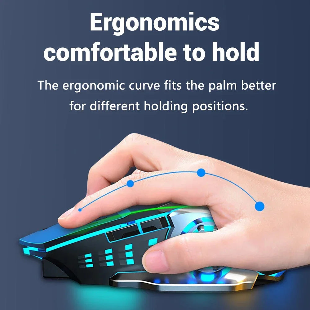 Rechargeable Wireless Gaming Mouse Silent Backlight E-Sports Bluetooth and 2.4G USB Mouse for Laptop Macbook PC Game Office