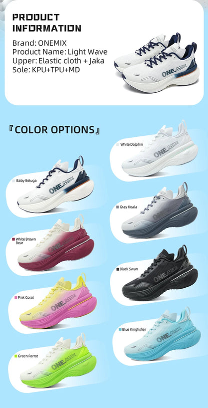 ONEMIX Bumper Max Jogging Running Shoes, Unisex Lightweight Sneakers, Road Wear-Resistant, Fashion Sports Fitness Shoes
