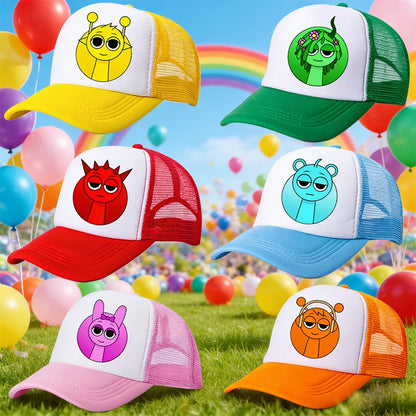Sprunki Baseballové čepice pro rodiče a děti Anime Kreslené postavičky Hip hop Ploché čepice Muži Ženy Děti Letní móda Ochrana před sluncem Prodyšné čepice Dárky