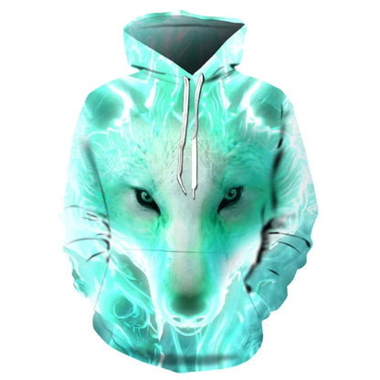 Felpe con cappuccio oversize 3D Animal Wolf da uomo e donna, moda casual, pullover hip hop Harajuku streetwear