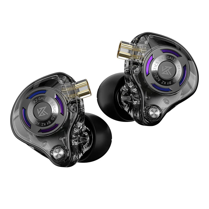 Auriculares IEM Gaming KZ Gale – Monitores In-Ear HiFi com driver superlinear e cabo de 2 pinos destacável banhado a prata