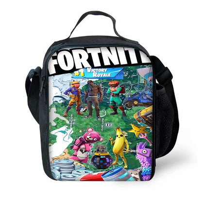 Isolierte Lunchbox für Kinder, großes Fassungsvermögen, Hot-Game-F-FortniteS-Tasche für Jungen, Mädchen und Schüler, für Outdoor-Picknick, wiederverwendbare Thermo-Kühltasche