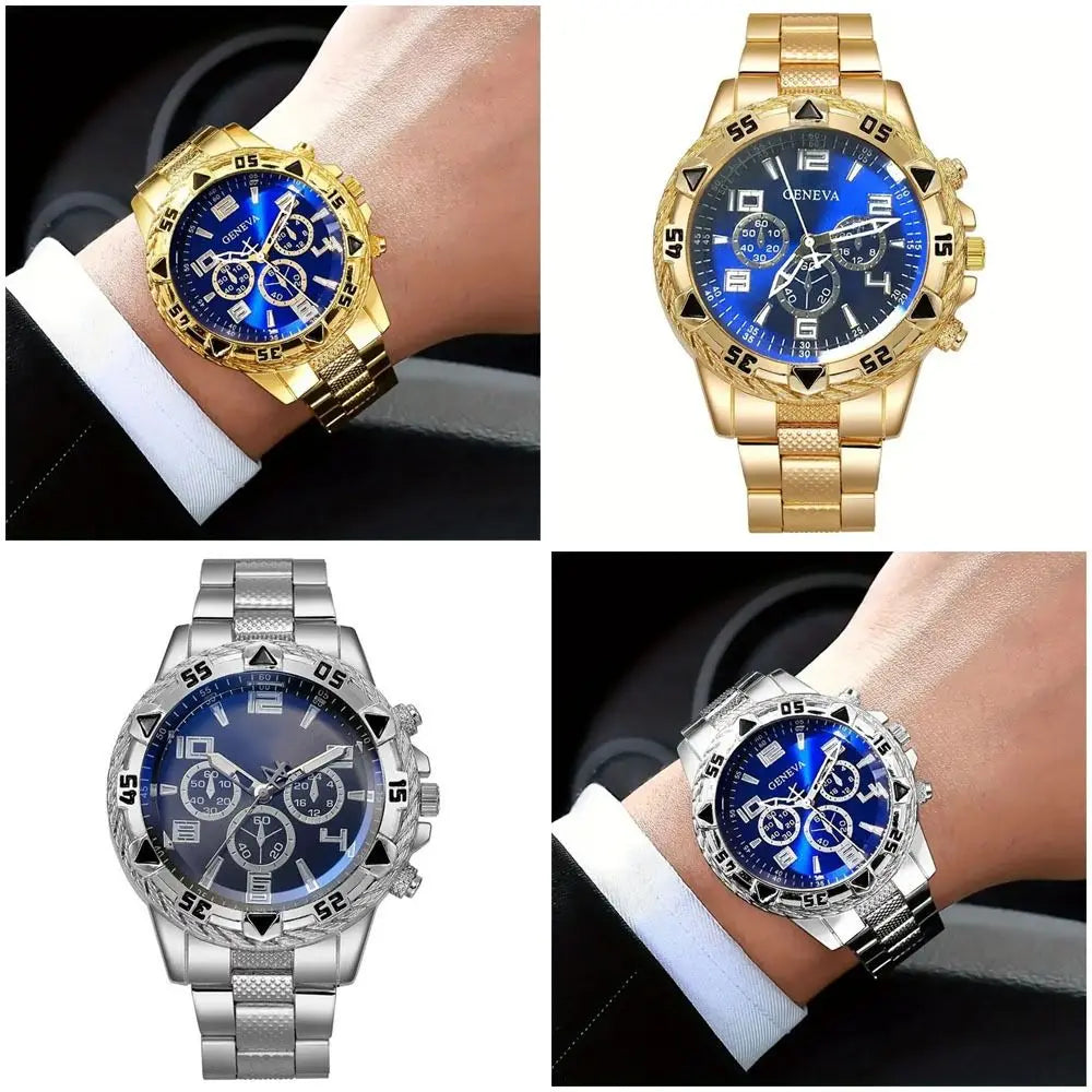 High Quality Stainless Steel Watchband Men Wristwatch Luxury Casual Quartz Watch Large Dial Business Watch