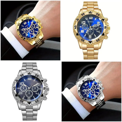 High Quality Stainless Steel Watchband Men Wristwatch Luxury Casual Quartz Watch Large Dial Business Watch
