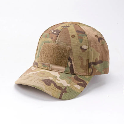 Spring Camo Baseball Cap - Tactical Military Snapback with Hook & Loop Patch Unisex Breathable Sun Hat Outdoor UV Protection