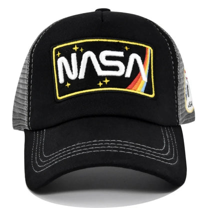 3D-premium baseballkasket med NASA-broderi, sommerkasket i farveblokke med mesh, casual duckbill-kasket til mænd og kvinder til udendørs brug