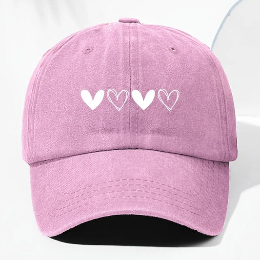 Unisex retro baseball cap with heart-shaped pattern for outdoor sun protection, suitable for truck drivers all year round.