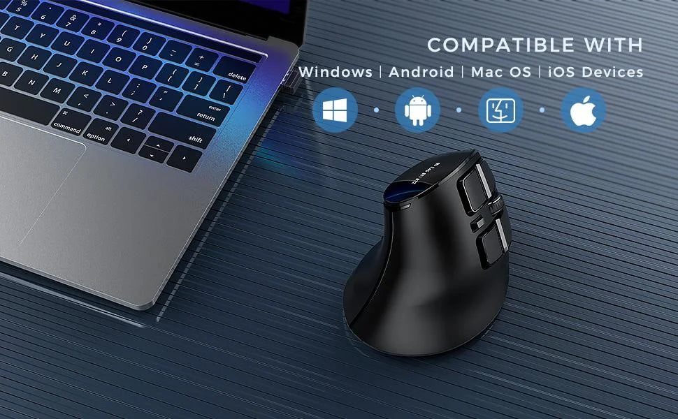 Seenda Vertical Wireless Mouse Bluetooth 5.0 3.0 Mouse for Tablet Laptop PC Mac iPad Rechargeable 2.4G USB Ergonomic gaming Mice