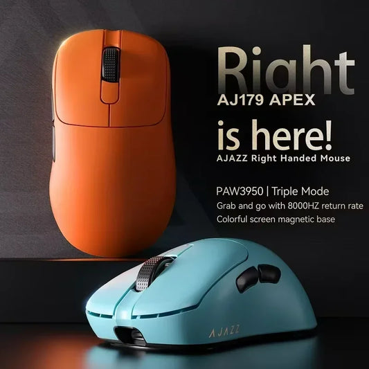 Ajazz AJ179 APEX Wireless Gaming Mouse with Color Screen Base, Bluetooth, PAW3395, 400mAh Battery, 8000Hz Refresh Rate