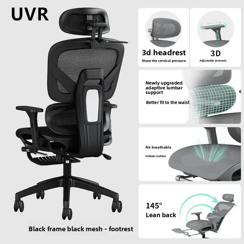 UVR Office Chair Sedentary Comfortable Reclining Stool Ergonomic Design Armchair Swivel Adjustable Computer Gaming Chair