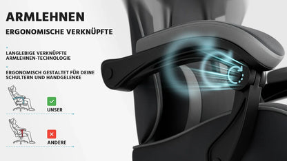 Comanlai Gaming Chair with Footrest Ergonomic High Back Computer Chair with Adjustable Headrest Lumbar Support PU Swivel Chair