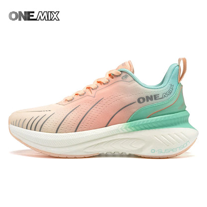 ONEMIX Women's Black Breathable Running Sneakers 2024 Designer Edition, Free Shipping, Pink Fashion Damping Sports Shoes