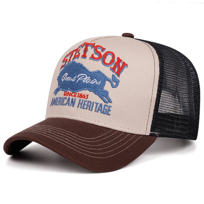 2025 Personalized New Truck Hat STATION Blue Bull Mesh Hat Men's Street HipHop Hat Women's Daily Commuting Sunshade Baseball Hat