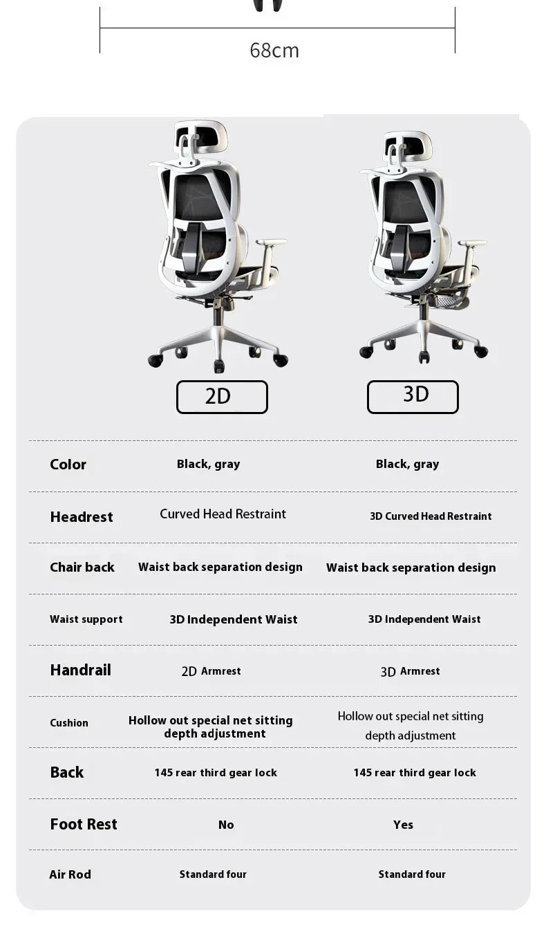 Gaming Chair Office Desk Ergonomic Computer Adjustable Armrests 3D Headrest Chair Lift Chair Back  Can Tilt Back with Foo Pedals