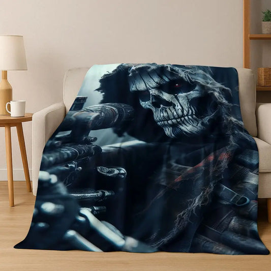 Classic Game Call of Duty Ghost Simon Cartoon Art Flannel Blanket,Cozy Soft Throw Blanket for Home Bedroom Bed Sofa Cover Kid