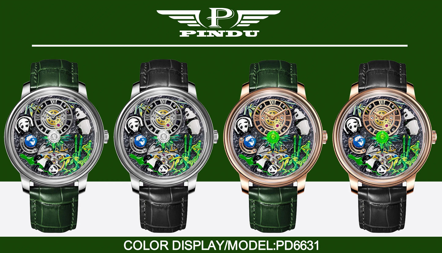 PINDU Panda National Treasure Series Mechanical Watch Men M2791B Movement Sapphire Mirror Waterproof Automatic Mechanical Watch