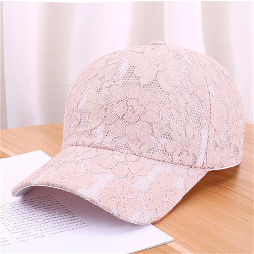 Princess-tyylinen pitsikirjailtu verkkokukka-kevät- ja kesämallinen naisten baseball-lippis, hengittävä naisten snapback-lippis, nuorille tytöille, BQ091