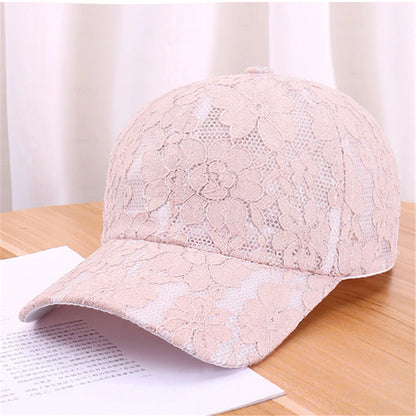 Princess-tyylinen pitsikirjailtu verkkokukka-kevät- ja kesämallinen naisten baseball-lippis, hengittävä naisten snapback-lippis, nuorille tytöille, BQ091